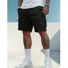 bermuda cargo masculina sarja preta bolso lateral com cordão