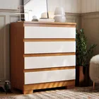cômoda imperial 4 gavetas branco e nature off white quarto mdf mdp moderna compacta organização roupas linho sapatos infantil juvenil adulto