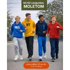 kit 2 conjuntos moletom infantil juvenil menino capuz 10 16