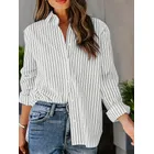 camisa social feminina listrada manga longa casual