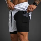 bermuda compressão duplo masculina 2 em 1 short academia
