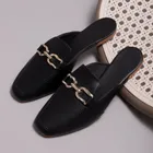 sapato mule feminino confortável bico quadrado rasteira moda