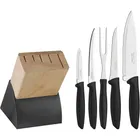 jogo de facas inox plenus com suporte de madeira tramontina cor preto