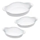 marinex conjunto de assadeiras oval opaline 3 peças branco