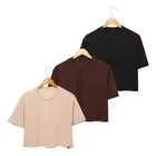 kit 3 cropped feminino oversized academia malha premium 100%