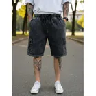 Ponto Com e Você shorts jeans cargo grafite estonado mauricinho cós elástico