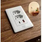 Ponto Com e Você tomada dupla parede usb tipo c 10a bivolt 4x2 + espelho o.t
