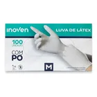 luva de látex descartável inoven branca com pó tamanho m caixa 100 unid