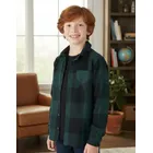 camisa xadrez infantil menino juvenil longa bolsos flanelada