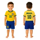 Ponto Com e Você conjunto infantil do brasil camiseta do brasil + bermuda