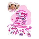 kit médico maleta doutor maletinha brinquedo infantil educativo profissão rosa completo com acessórios kizumba
