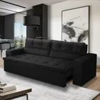 sofá retrátil reclinável 3 lugares c molas 1,80m vegas suede cor preto