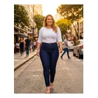 Ponto Com e Você calça jeans plus size feminina cintura alta lycra stillger
