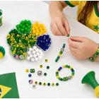 kit miçangas coloridas bijuterias pulseirinhas brasil copa