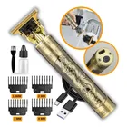Ponto Com e Você máquina de cortar cabelo sem fio barbeador eletrico aparador de pelos acabamento dragão motor profissional 4 pentes recarregavel usb tipo c dourada