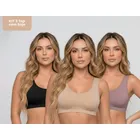 kit 3 top com bojo fitness academia sem costura poliamida