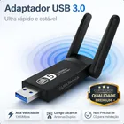 adaptador wifi computador usb 3.0 placa de rede gigabit dual band wifi 5ghz 1300mbps ethernet usb rj45 com 2 antenas gurumania