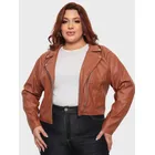 jaqueta feminina plus size courino sintético couro fake