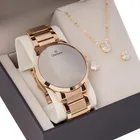 kit relógio feminino champion digial espelhado rose ch40142m 40 milímetros pulseira aço inoxidável prova d agua 50 metros com colar e brincos original presente namorada luxo moda elegante aniversário