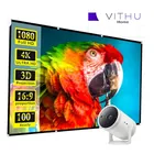 tela projeção vithu home 150 polegadas para projetor full hd 4k uso interno e externo lona com ilhos 2,5m grande cinema projetores