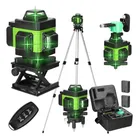 kit nível a laser verde 12 linhas esquadro + suporte + tripé