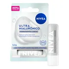 Ponto Com e Você nivea hidratante labial ultra hialurônico 5,2g, hidratação profunda 24h, lábios macios, Ácido hialurônico, efeito volume imediato