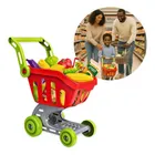 Ponto Com e Você carrinho de supermercado infantil vermelho com frutas e legumes brinquedo