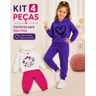 Ponto Com e Você kit 4 peças moletom infantil menina roupa de frio inverno