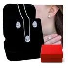 colar prata 925 feminino ponto de luz + brinco gota zircônia prateado