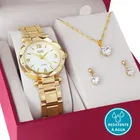 Ponto Com e Você relógio feminino + kit colar brincos folheado ouro 18k
