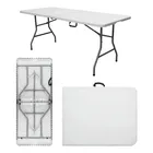 Ponto Com e Você mesa dobrável vira maleta com alça portátil 1.80m para camping pesca jardim Área externa ou interna salão de festas gourmet cor brancoluvinco